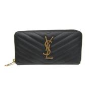 Pre-owned Leather wallets Yves Saint Laurent Vintage , Black , Dames