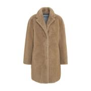 Faux Fur Coat met Notched Lapels Bully , Beige , Dames