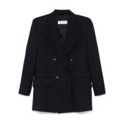 Navy Blauwe Pinstripe Blazer Max Mara , Blue , Dames