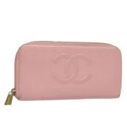 Pre-owned Leather wallets Chanel Vintage , Pink , Dames