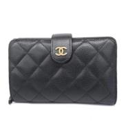 Pre-owned Leather wallets Chanel Vintage , Black , Dames