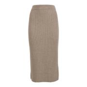 Beige Midi Rok Effen Kleur Iblues , Beige , Dames