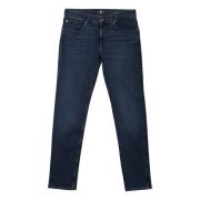 Stretch Tek Slim Jeans Donkerblauw 7 For All Mankind , Blue , Heren