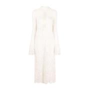 Ivoor Lange Jurk Elegante Robe Stijl Paco Rabanne , Beige , Dames