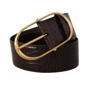 Bruin Krokodillenleer Gouden Riem Dolce & Gabbana , Brown , Heren