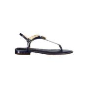 Blauwe Leren Sandalen Ralph Lauren , Blue , Dames