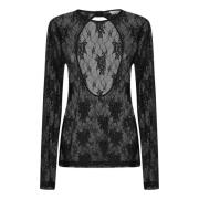 Zwarte Top met Lange Mouwen en Blote Rug Nina Ricci , Black , Dames