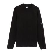 Zwarte Chenille Crewneck Wafeltrui C.p. Company , Black , Heren