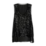 Paillet Mouwloze Top Zwart Georgette Comme des Garçons , Black , Dames