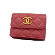 Pre-owned Leather wallets Chanel Vintage , Pink , Dames