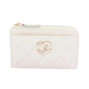 Pre-owned Canvas wallets Chanel Vintage , White , Dames