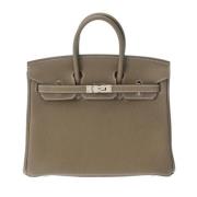 Pre-owned Leather handbags Hermès Vintage , Gray , Dames