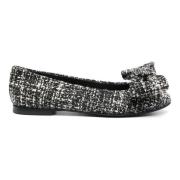 Zwart & Wit Tweed Ballerina Schoenen AGL , Black , Dames