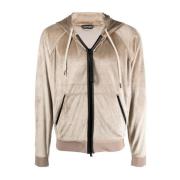 Velours trainingsjack met ritssluiting Tom Ford , Beige , Heren