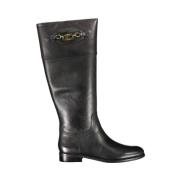 Zwarte polyester laarzen met rits Ralph Lauren , Black , Dames