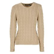 Beige Katoenen Trui met Geborduurd Logo Ralph Lauren , Beige , Dames