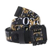 Zwarte stoffen riem met baroklogo Versace Jeans Couture , Black , Dame...