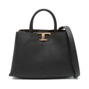 Zwarte kalfsleren boodschappentas met draaislot gesp Tod's , Black , D...