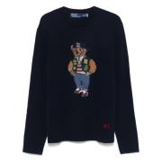 Navy Blue Polo Bear Gebreide Trui Ralph Lauren , Blue , Heren