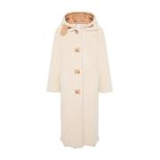 Beige Shearling Jas Afneembare Capuchon Forte Forte , Beige , Dames