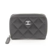 Pre-owned Leather wallets Chanel Vintage , Black , Dames