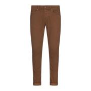 Bruine Skinny Fit Five-Pocket Broek Dondup , Brown , Heren