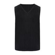 Geplooide mouwloze t-shirt Issey Miyake , Black , Heren