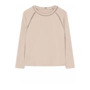 Lange mouwen T-shirt met geborduurde details Gustav , Beige , Dames