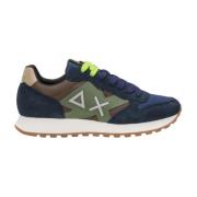 Blauwe Sneakers Bicolor Leer Textiel Sun68 , Blue , Heren