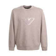 Beige Crew-neck Sweatshirt met Twee-tone Eagle Emporio Armani , Beige ...