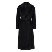 Zwarte Alpaca Wollen Jas Max Mara , Black , Dames