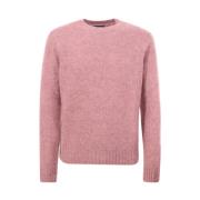 Roze Crew-neck Sweater met Metalen Logo Herno , Pink , Heren