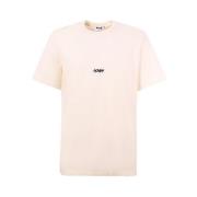 Wit Crew-neck T-shirt met Cursief Logo Msgm , White , Heren