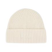 Gebreide Beanie met Iconisch Logo MC2 Saint Barth , White , Dames