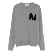 Grijze Trui met Ronde Hals Msgm , Gray , Heren