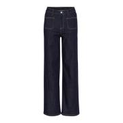 Flared Jeans met hoge taille en zakken Kaffe , Blue , Dames