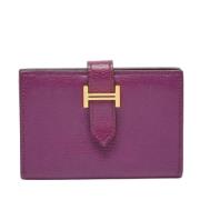 Pre-owned Leather wallets Hermès Vintage , Purple , Dames