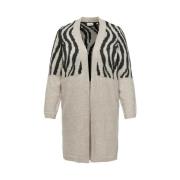 Zebra Cardigan in Whitecap Gray/Pirate Black Only Carmakoma , Gray , D...