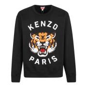 Zwarte Sweatshirt Lucky Tiger Borduurwerk Kenzo , Black , Heren