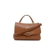 Bruine Leren Handtas Postina Stijl Zanellato , Brown , Dames