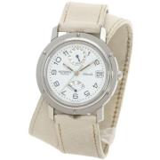 Pre-owned Stainless Steel watches Hermès Vintage , White , Heren