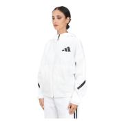 Witte Zip-Through Hoodie voor Vrouwen Adidas , White , Dames