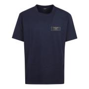 Blauw Katoen Crew Neck T-Shirt Balmain , Blue , Heren