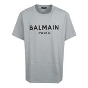 Grijze Crew Neck T-Shirt Elegante Stijl Balmain , Gray , Heren