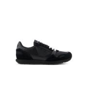 Mesh Sneakers met Suède Detail Armani , Black , Heren