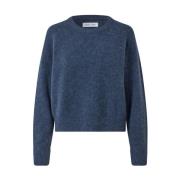 Alpaca Wol Oversized Ronde Hals Sweater Samsøe Samsøe , Blue , Dames