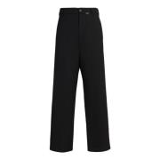 Zwarte Wijde Pijp Wollen Broek Marni , Black , Heren