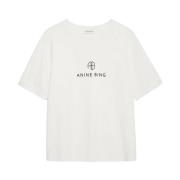 Monogram Ivory Tee met Raglanmouwen Anine Bing , White , Dames