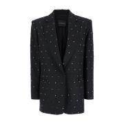 Zwarte Crystal Oversized Blazer met Strass Andamane , Black , Dames