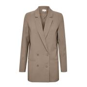 Boxy Style Blazer Earth Gestuz , Brown , Dames